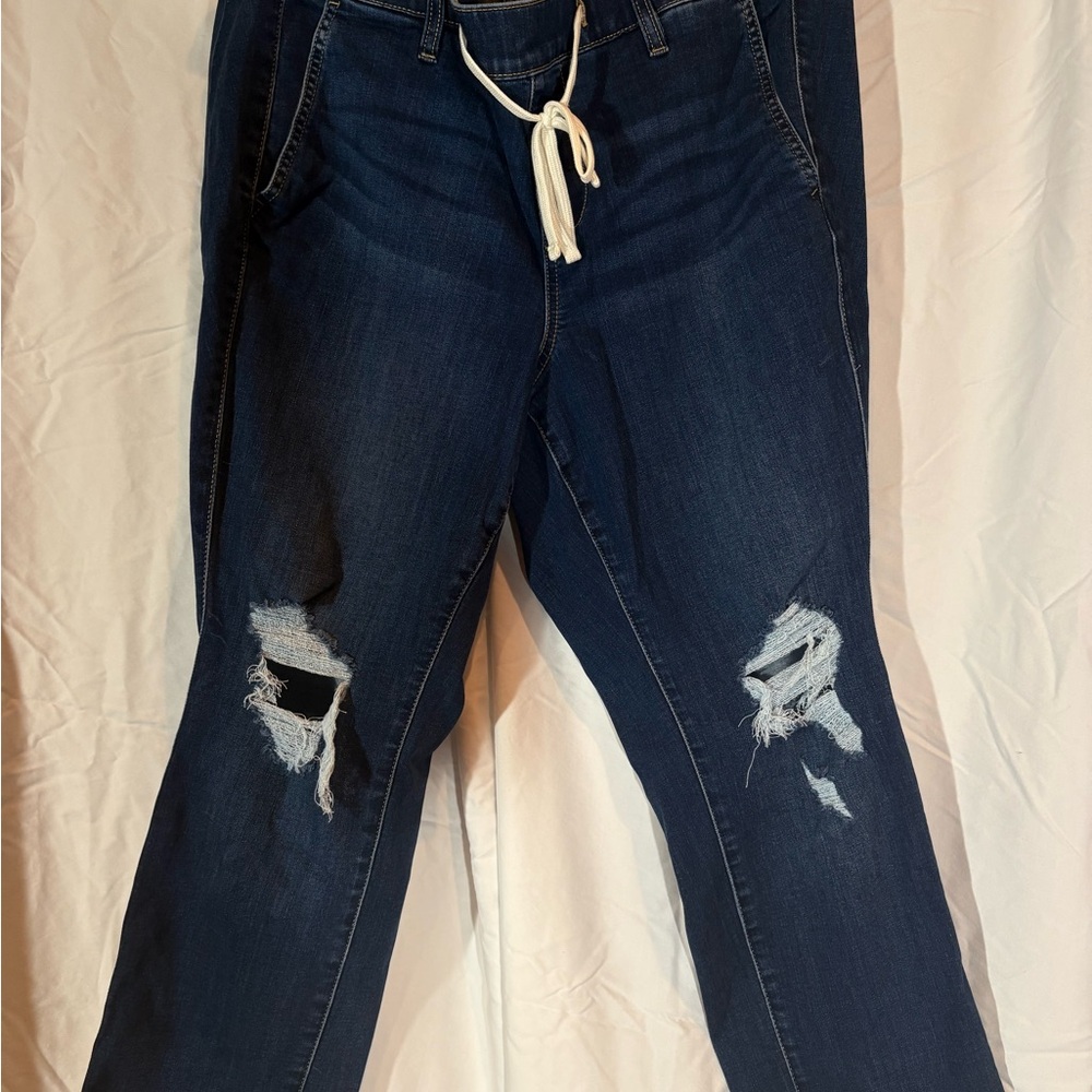 Torrid Dark Blue Distressed Boyfriend Jeans - Picture 1 of 5